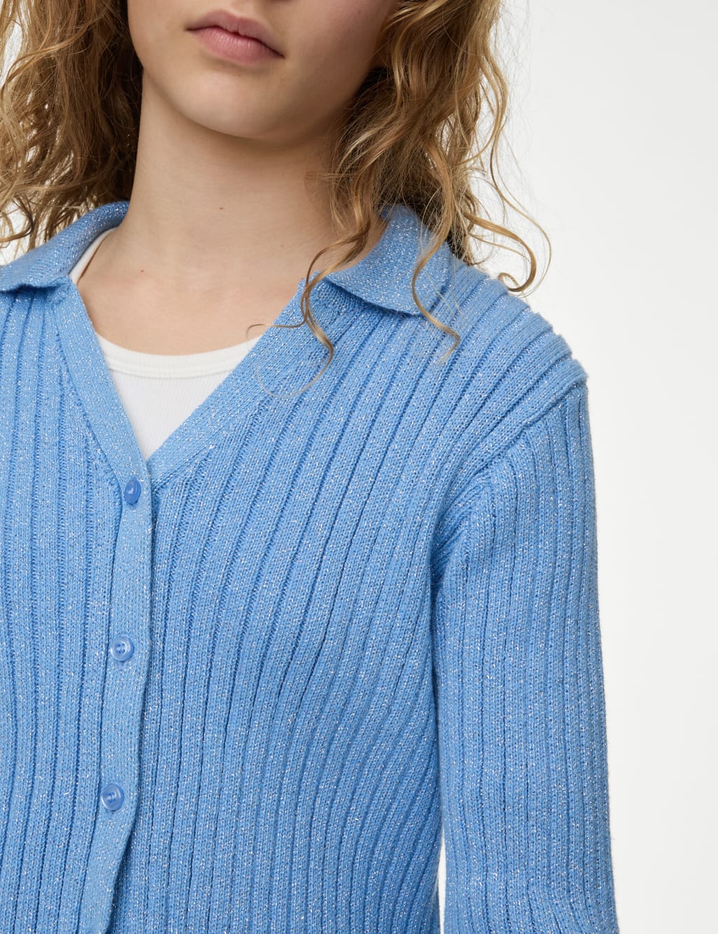 Cotton Rich Sparkly Knitted Cardigan (6-16 Yrs) 3 of 4