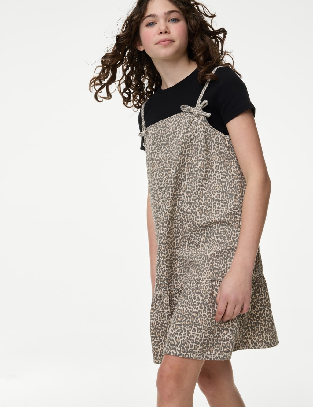2pc Leopard Print Denim Dress Outfit (2-16 Yrs) 3 of 4