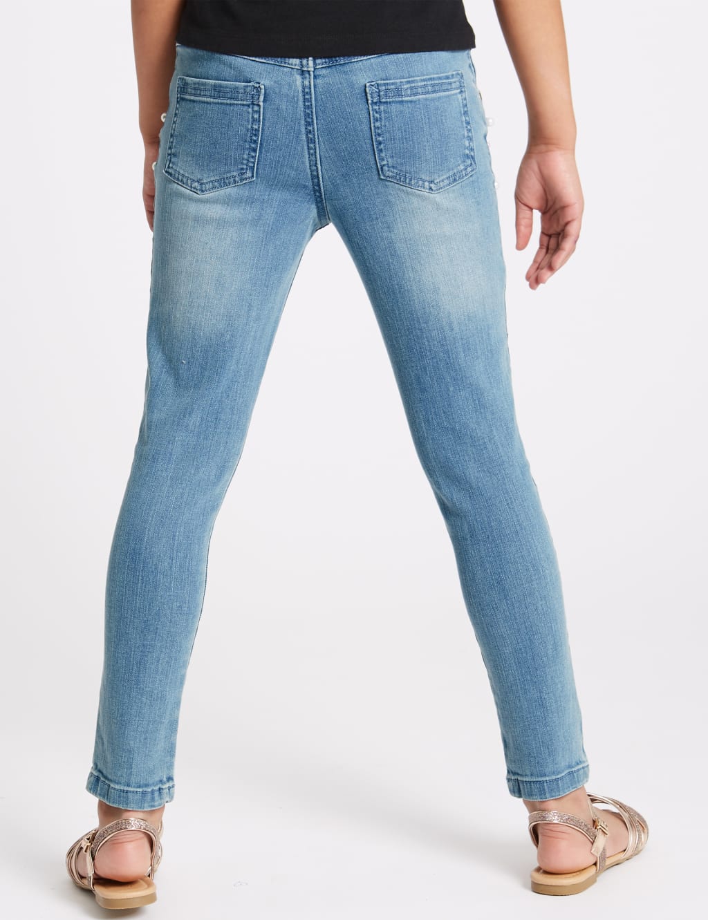 Cotton Pearl Embellished Jeans (3-16 Years) 4 of 4