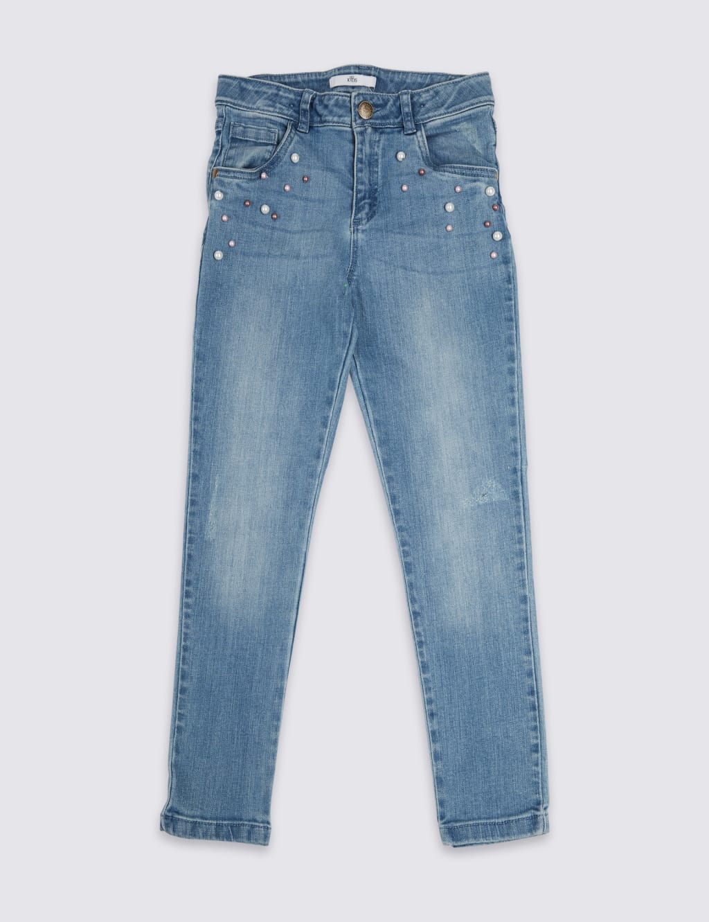 Cotton Pearl Embellished Jeans (3-16 Years) 2 of 4