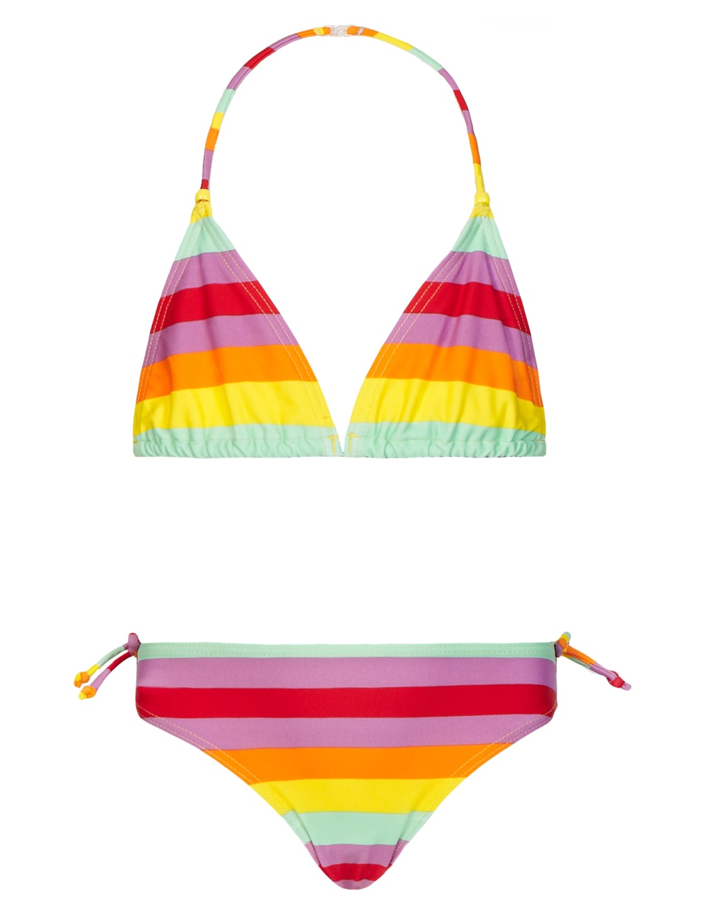 Halterneck Rainbow Striped Bikini (5-14 Years) 1 of 3