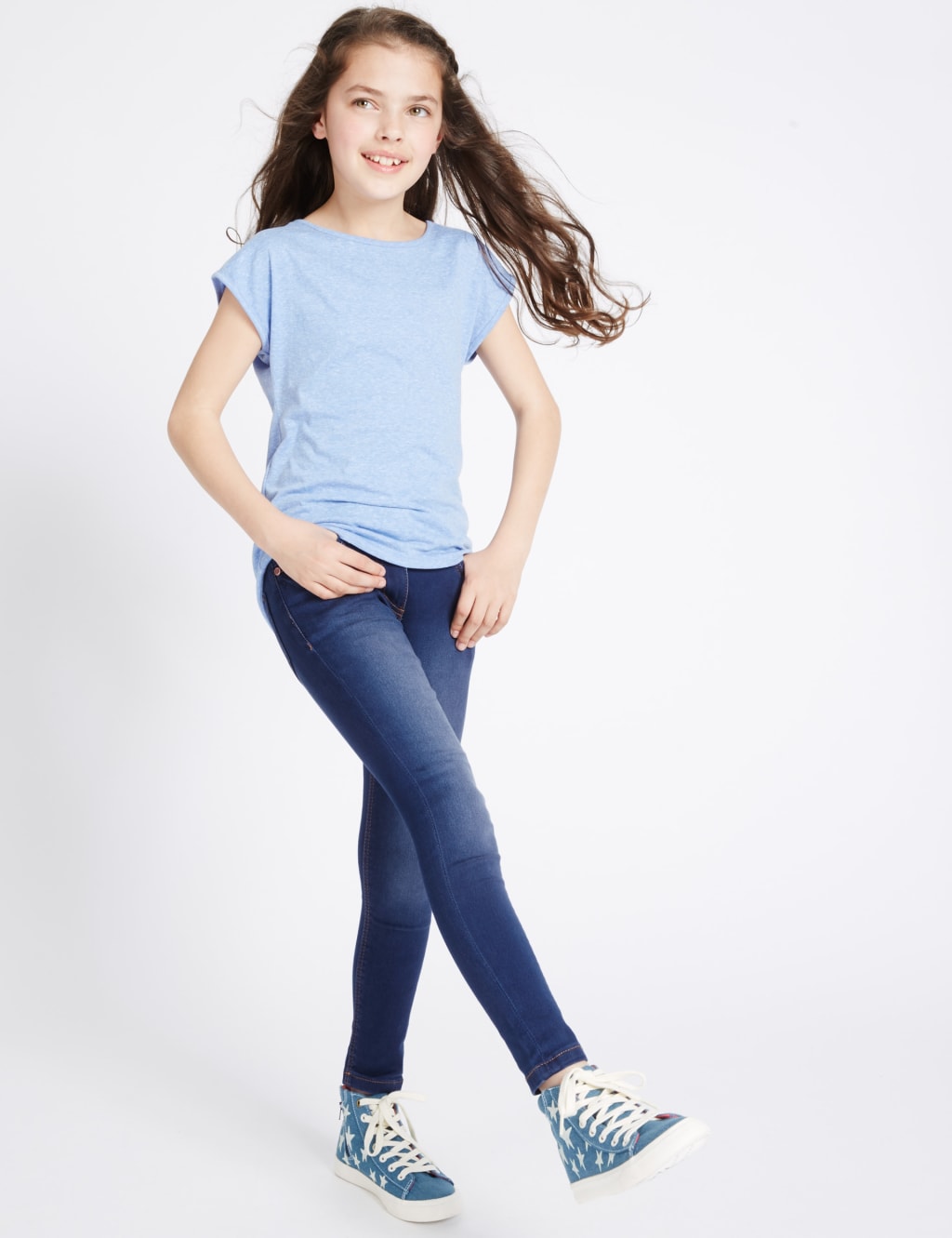 Cotton Rich with Stretch Super Skinny Jeans (3-14 Years) 1 of 6
