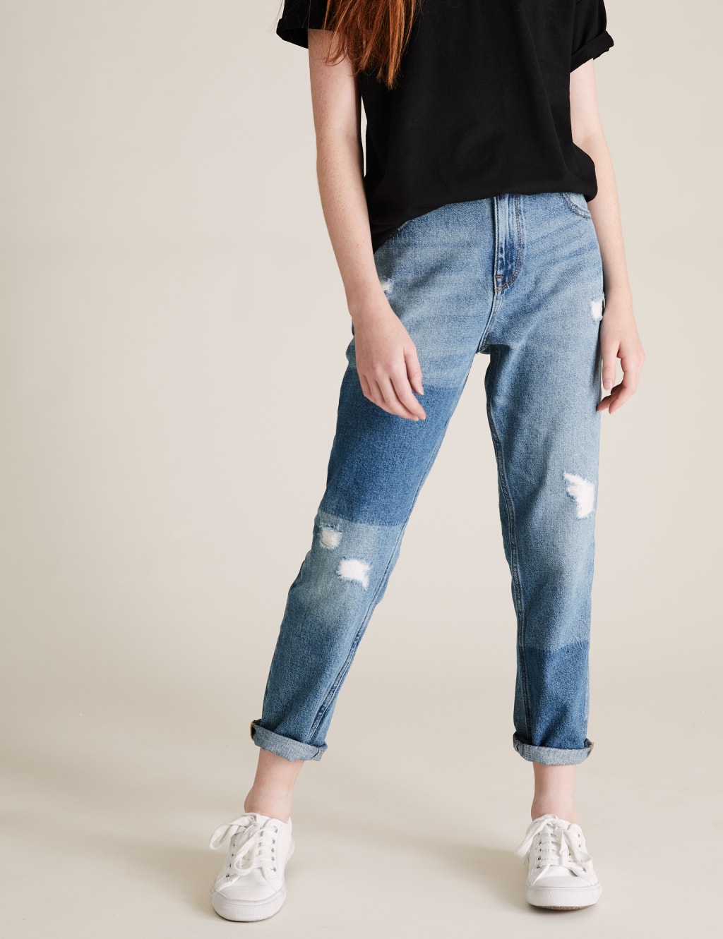 Mom Fit Denim Patchwork Jeans (6-16 Yrs) 4 of 5