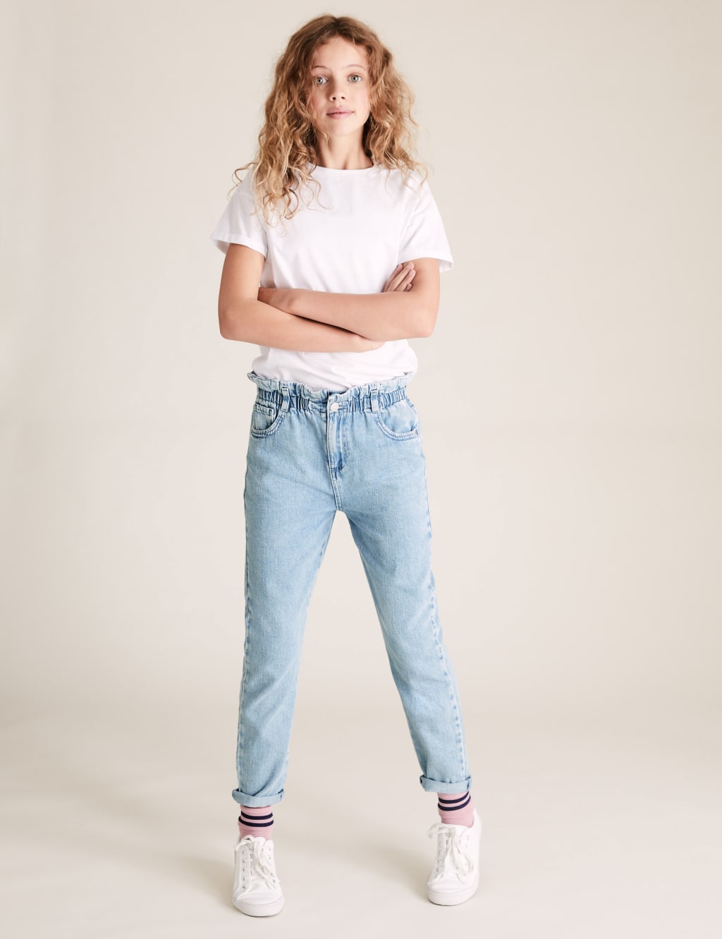 Regular Denim Paperbag Waist Jeans (6-16 Yrs) 1 of 5