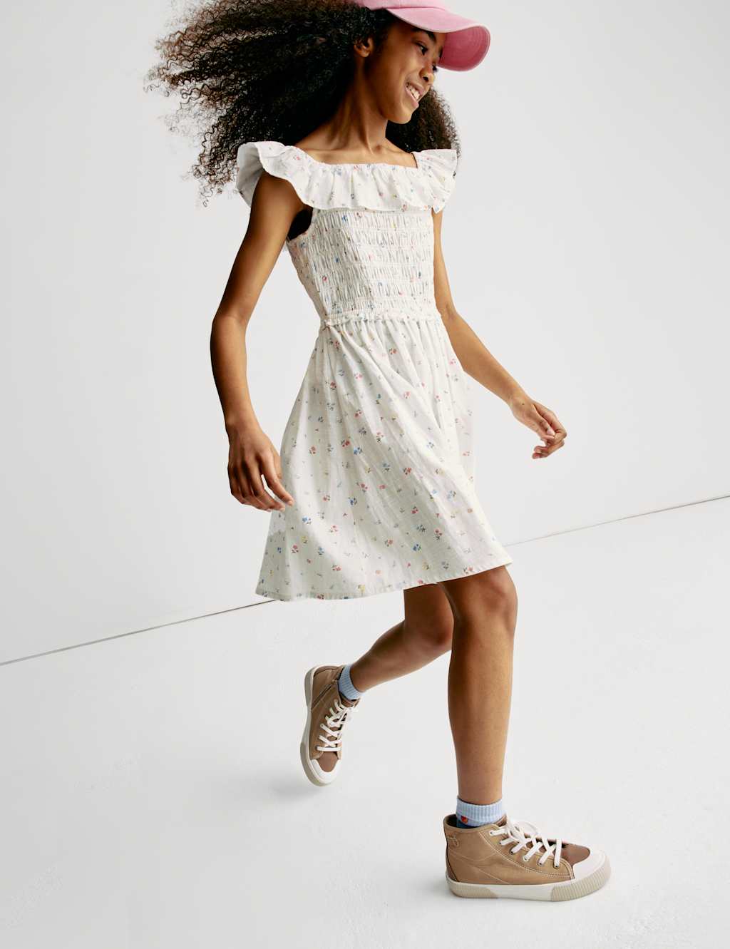Pure Cotton Shirred Floral Print Dress (6-16 Yrs) 5 of 8