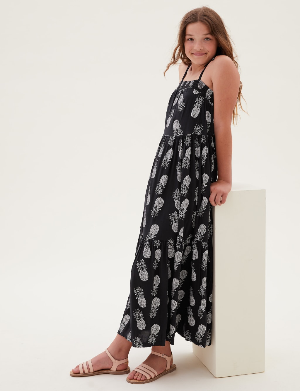 Pineapple print maxi dress deals