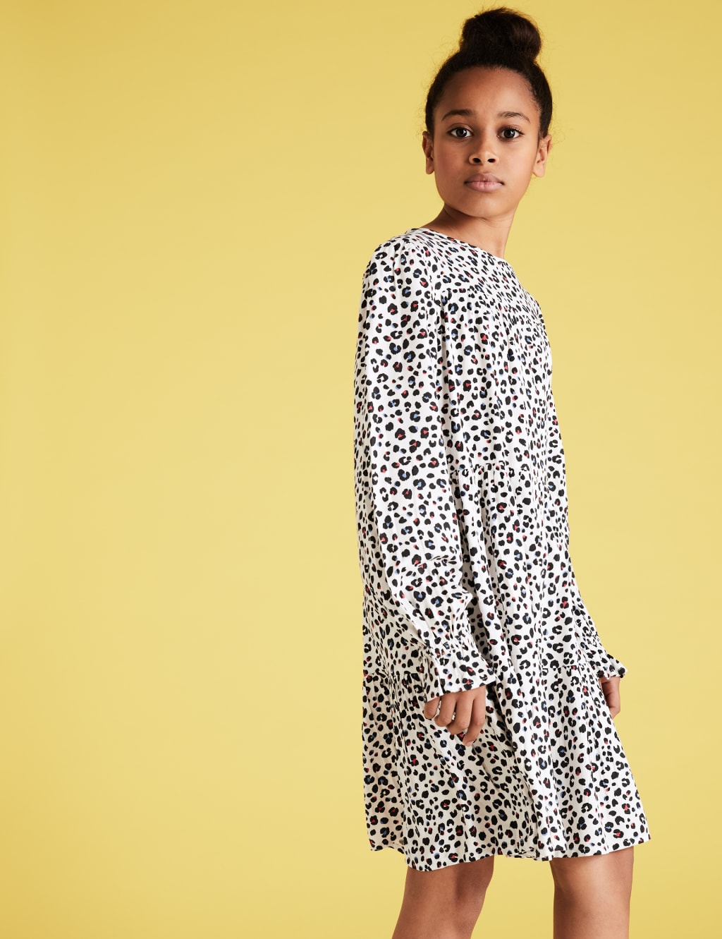 Leopard Print Tiered Dress 6 14 Yrs M S
