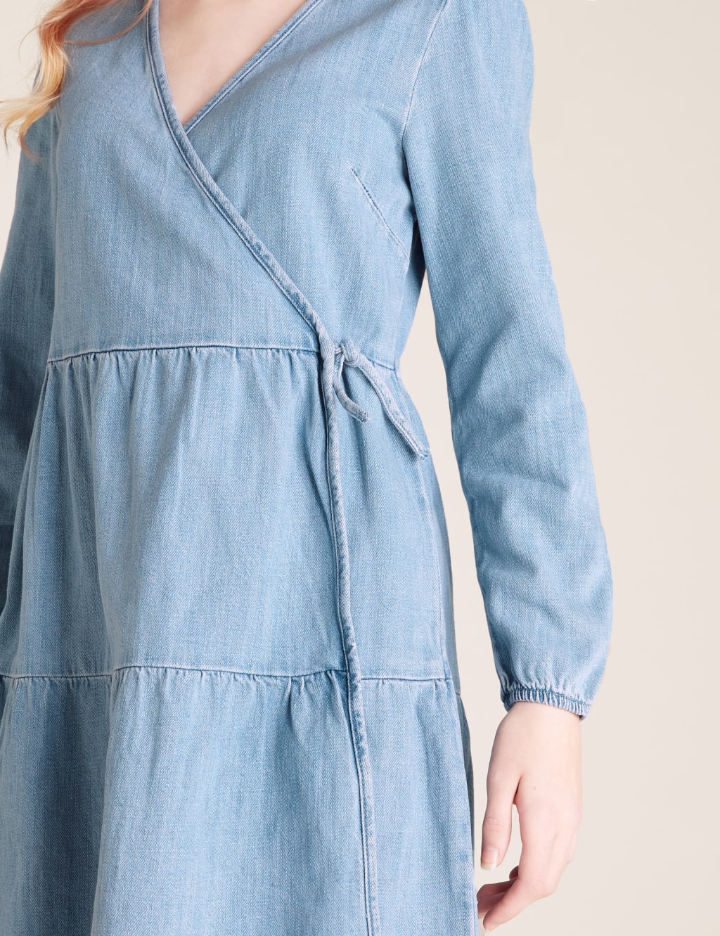 Denim Tiered Wrap Dress 6 14 Yrs M S