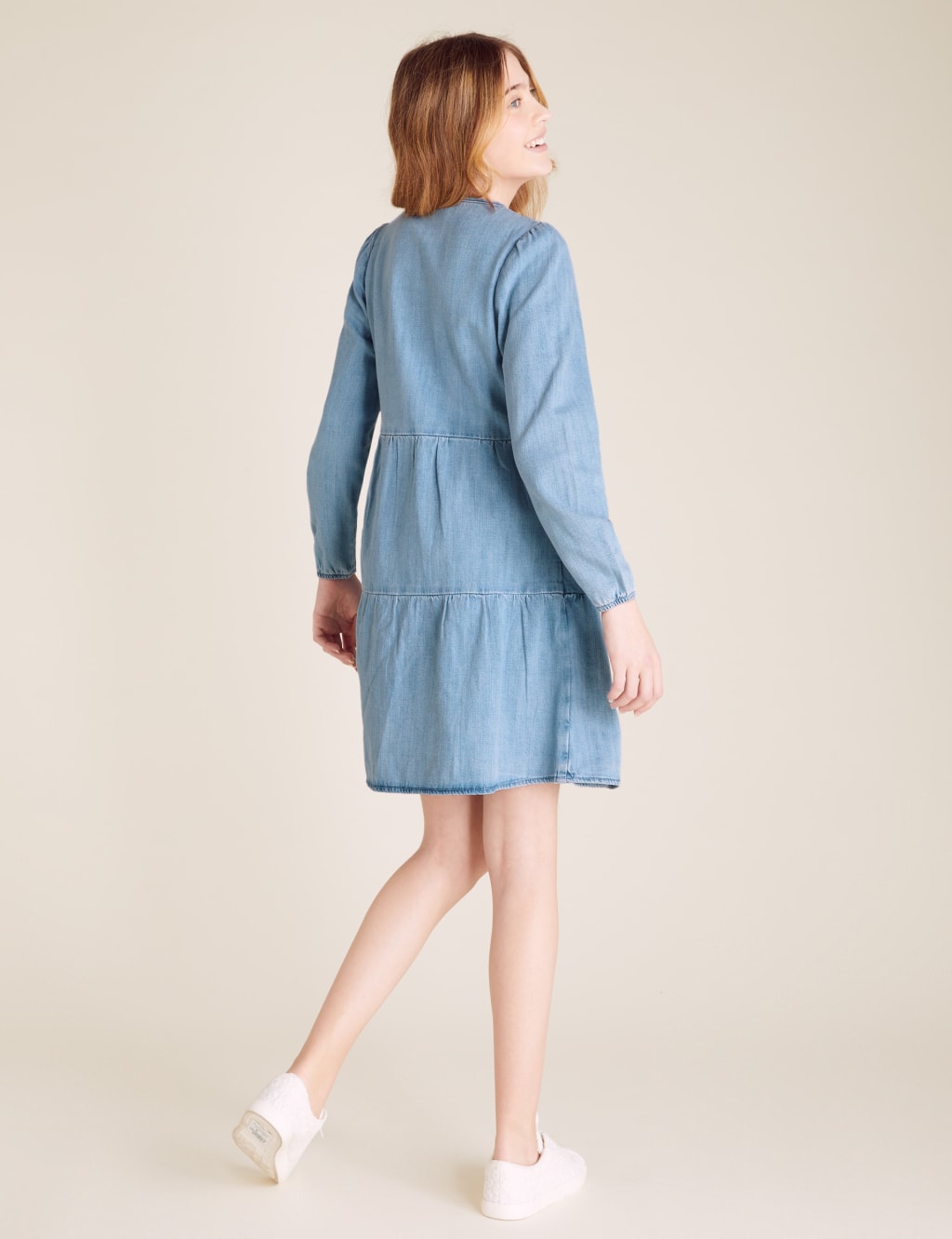 Denim Tiered Wrap Dress (6-14 Yrs) 4 of 4