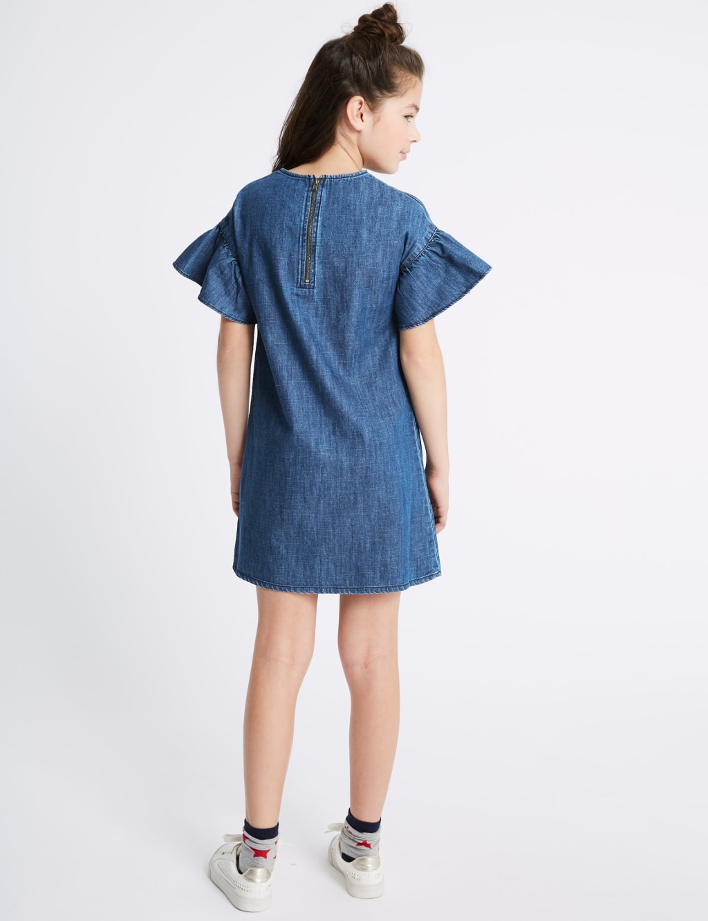Denim Flared Sleeve Dress (3-16 Years) 3 of 6