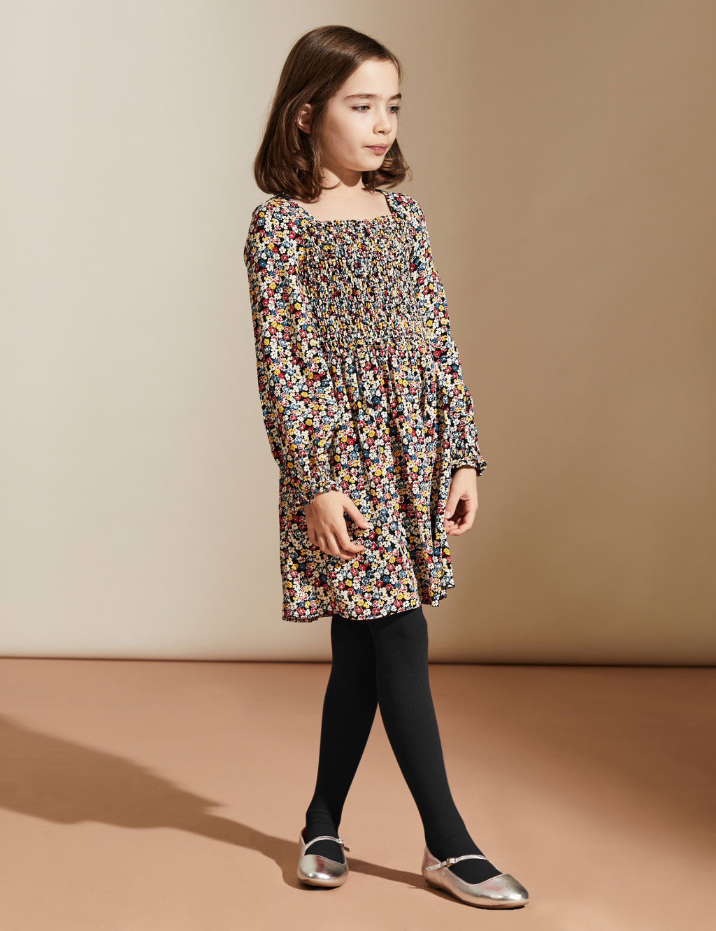 Floral Ditsy Shirred Dress (6-14 Yrs) 1 of 6