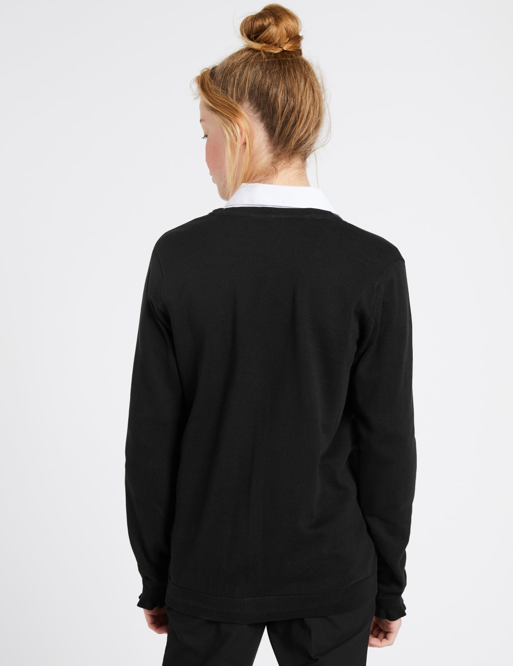 Senior Girls' Pure Cotton Frilled Cuff Cardigan 3 of 5