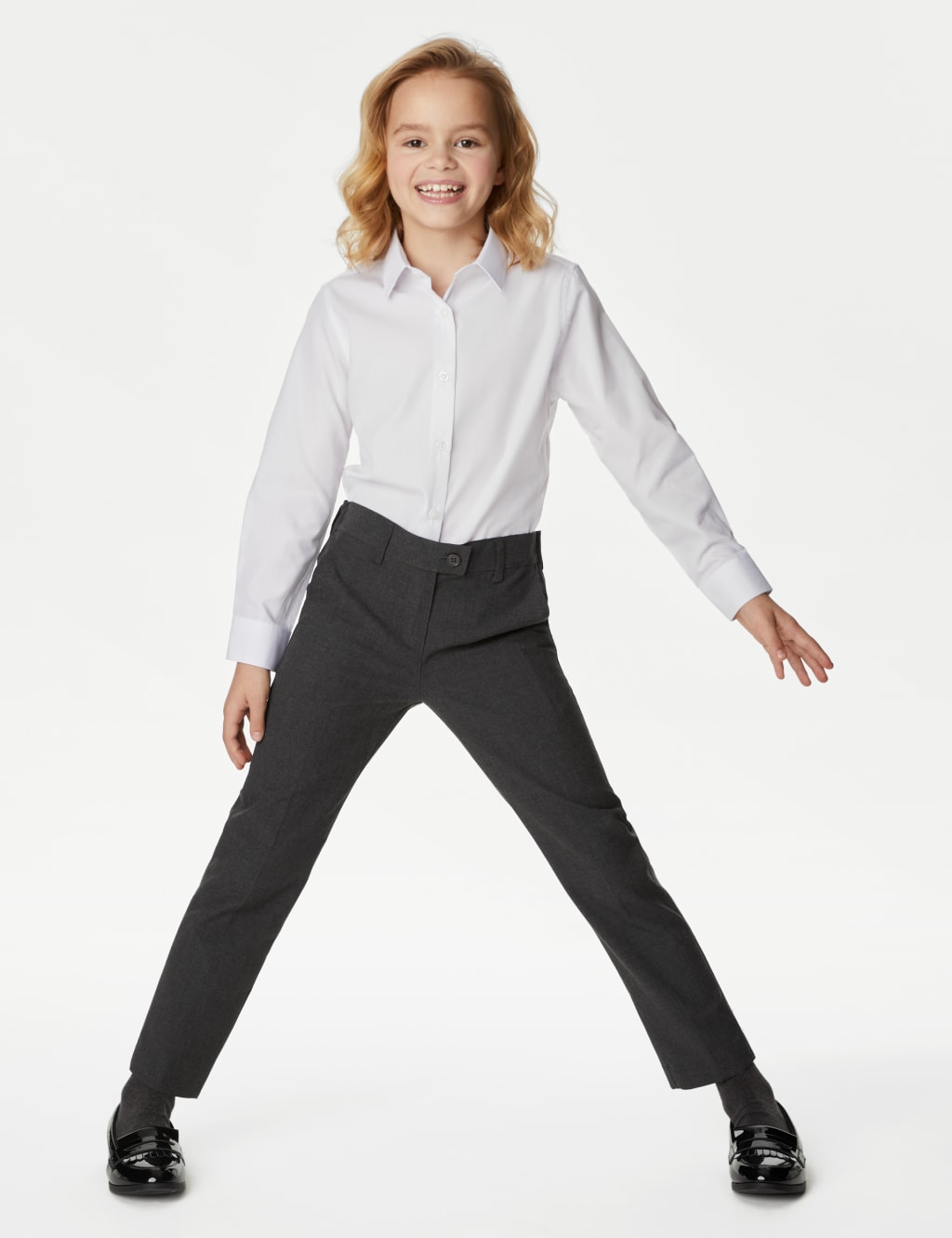 2pk Girls Slim Leg Longer Length School Trousers 2 18 Yrs M S Collection M S