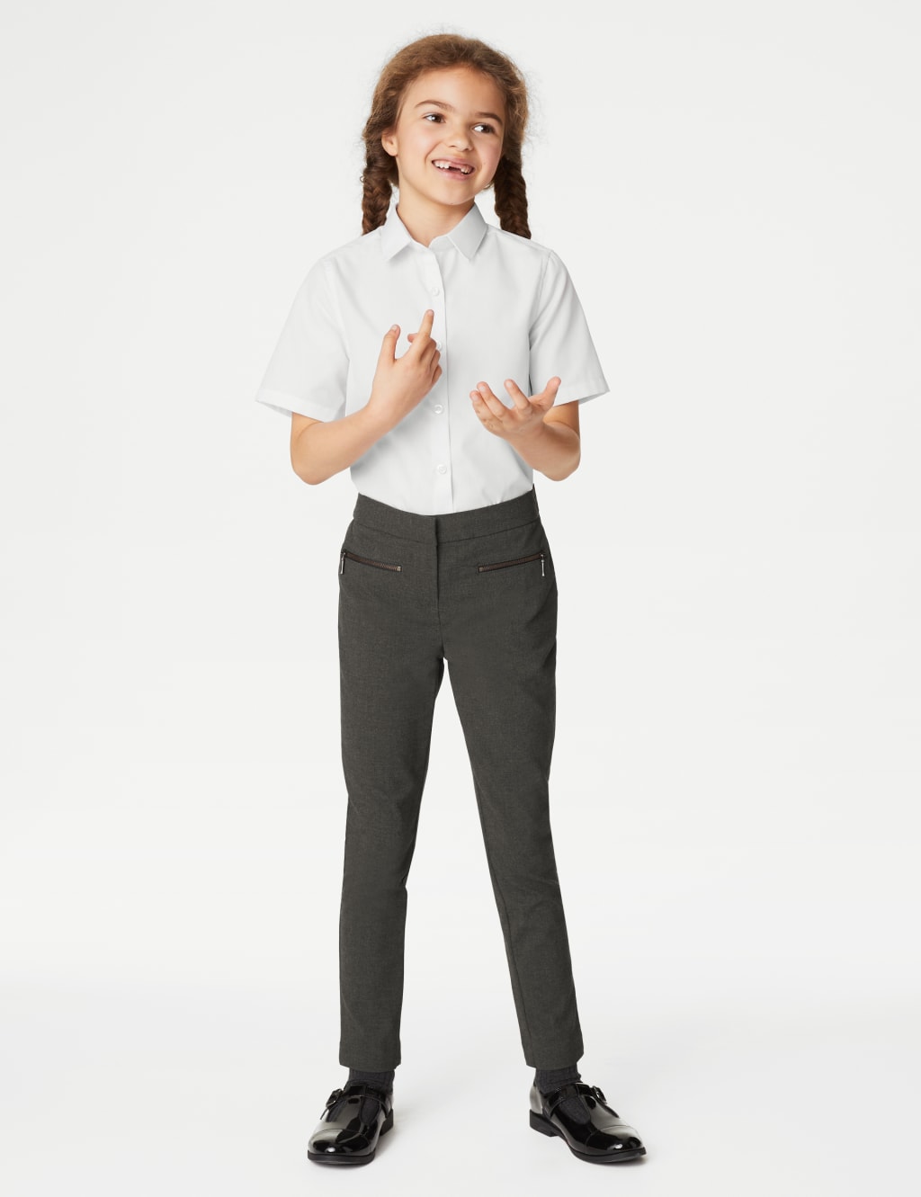 Girls' Super Skinny Leg Zip School Trousers (2-18 Yrs) 1 of 5