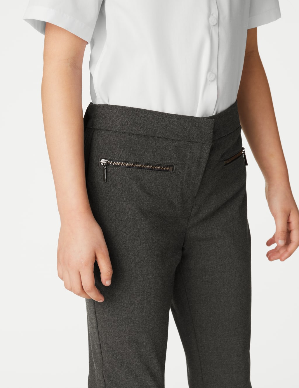 Girls' Super Skinny Leg Zip School Trousers (2-18 Yrs) 3 of 5