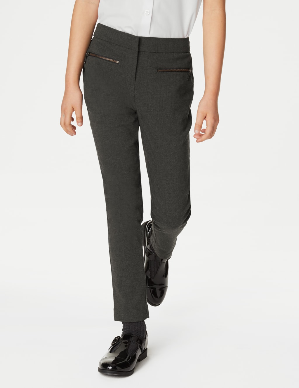 Girls' Super Skinny Leg Zip School Trousers (2-18 Yrs) 4 of 5