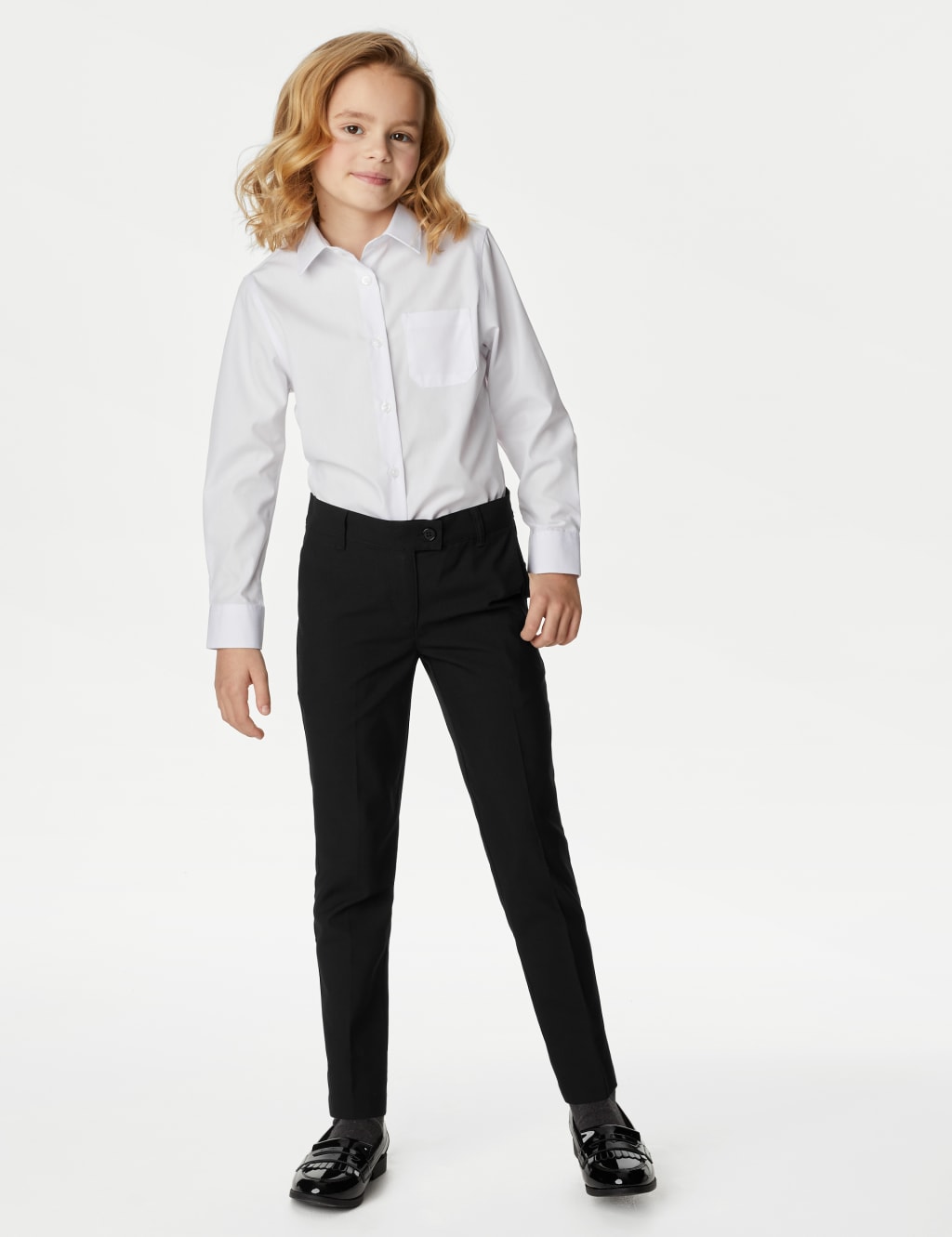 2pk Girls' Slim Leg Slim Waist School Trousers (2-18 Yrs) 1 of 4