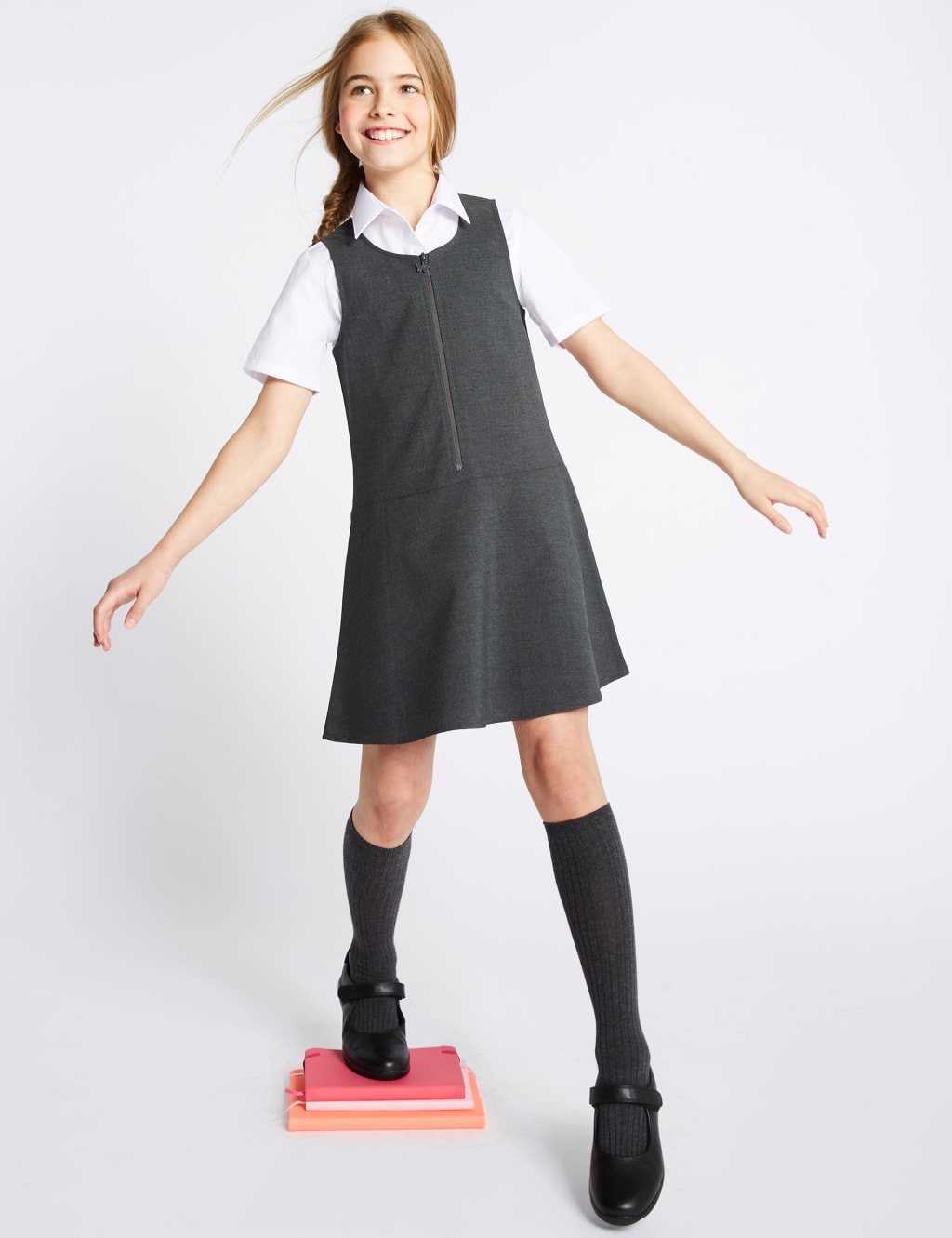 Girls’ Skater Crease Resistant School Pinafore (2-12 Yrs) 1 of 4