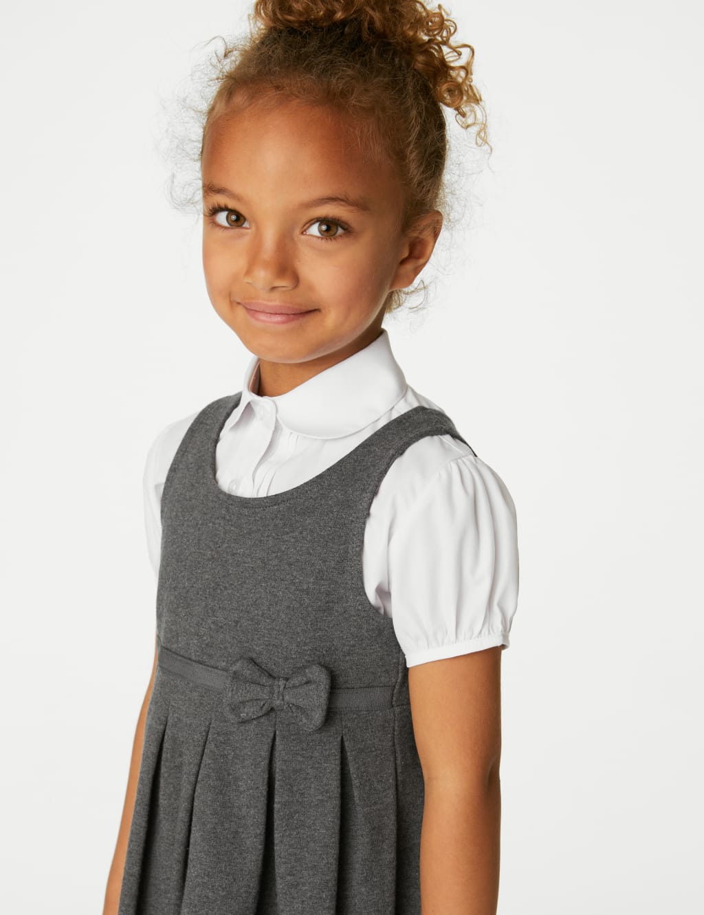 2pk Girls' Jersey Bow School Pinafores (2-12 Yrs) 3 of 5