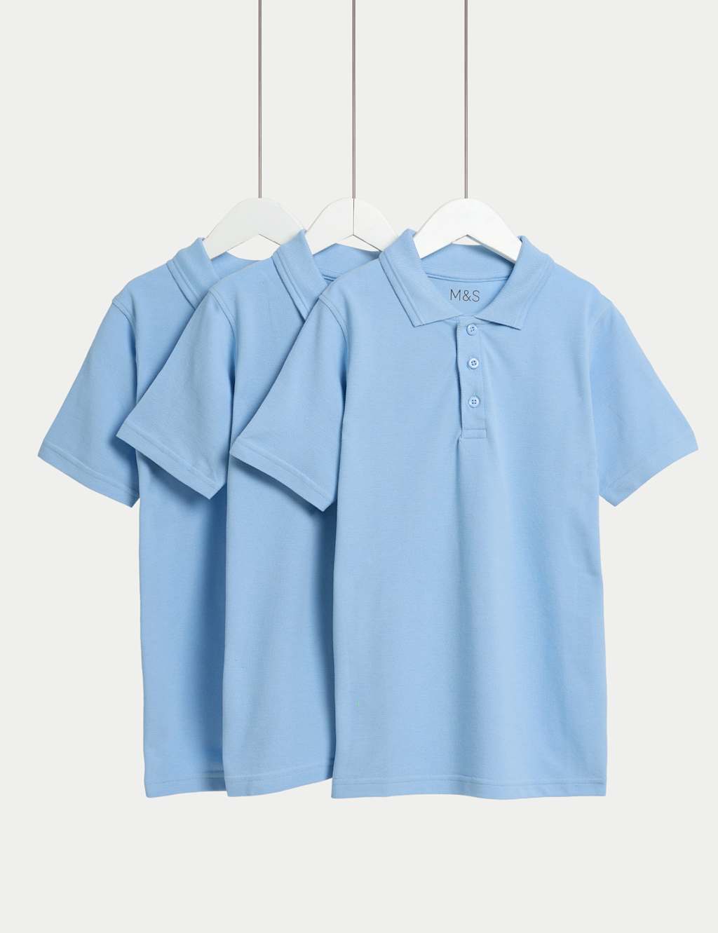 3pk Unisex Stain Resist Slim Fit School Polo Shirts (2-18 Yrs) 1 of 2