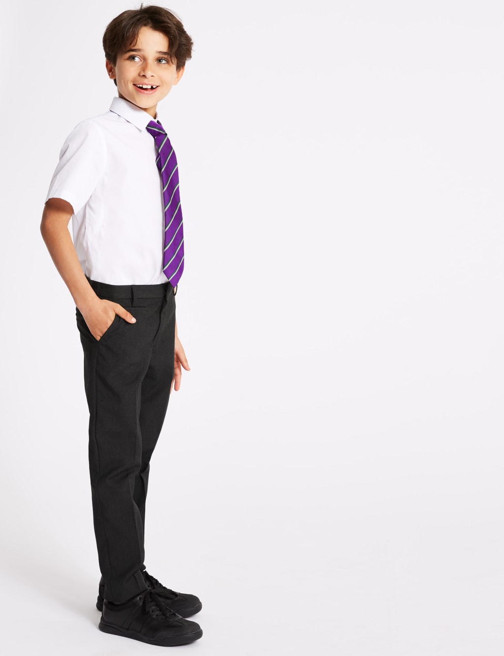 Boys' Skinny Leg Regular Fit School Trousers 1 of 5