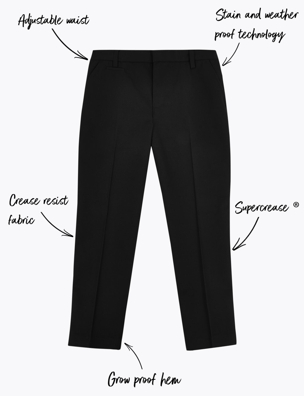 Boys’ Slim Leg Plus Fit School Trousers 2 of 6