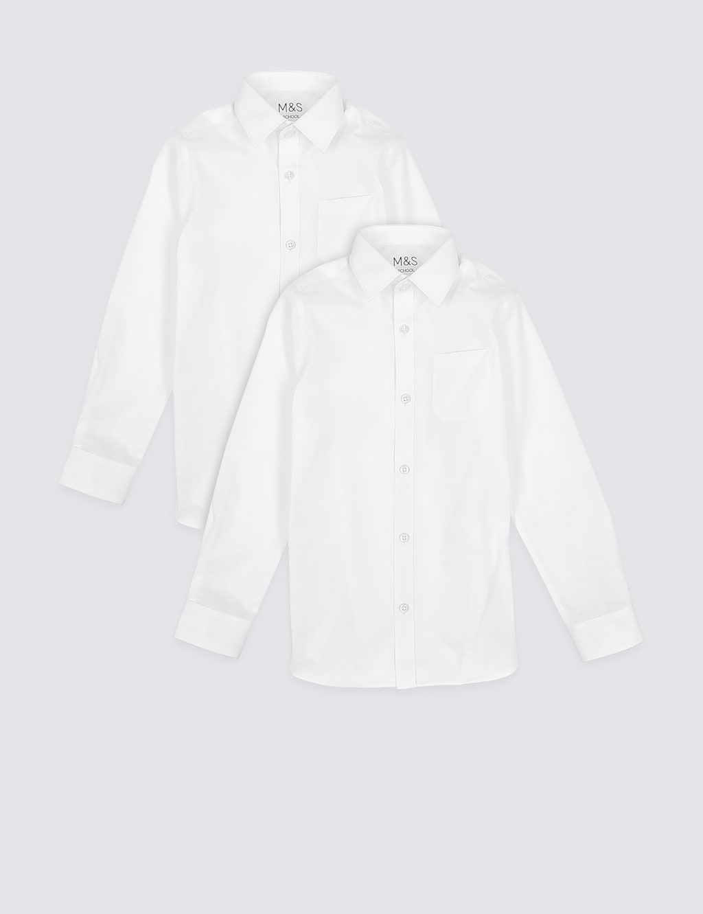 2pk Boys' Long Length Non-Iron School Shirts 2 of 5
