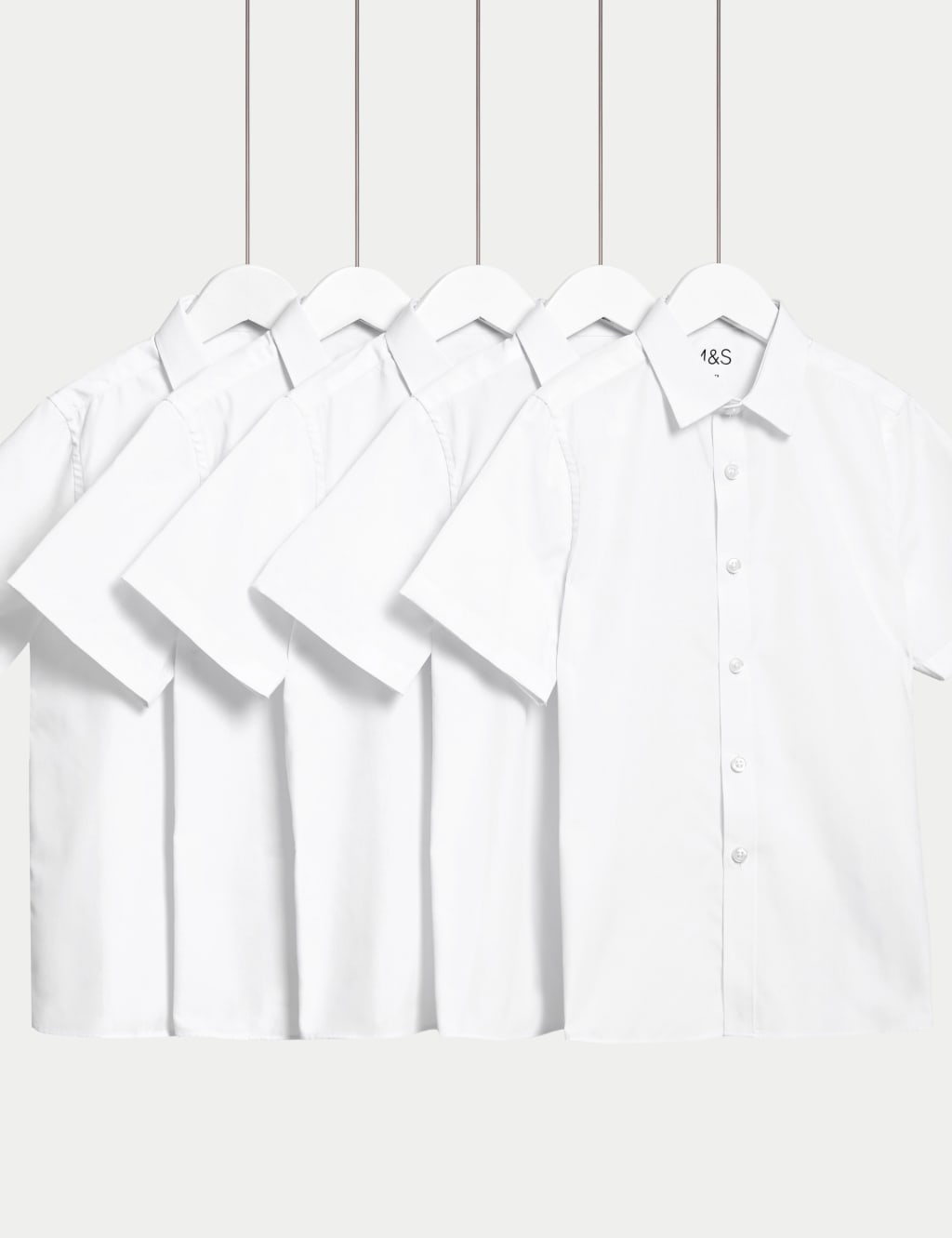 5pk Boys' Regular Fit Easy to Iron School Shirts (2-18 Yrs) 2 of 5