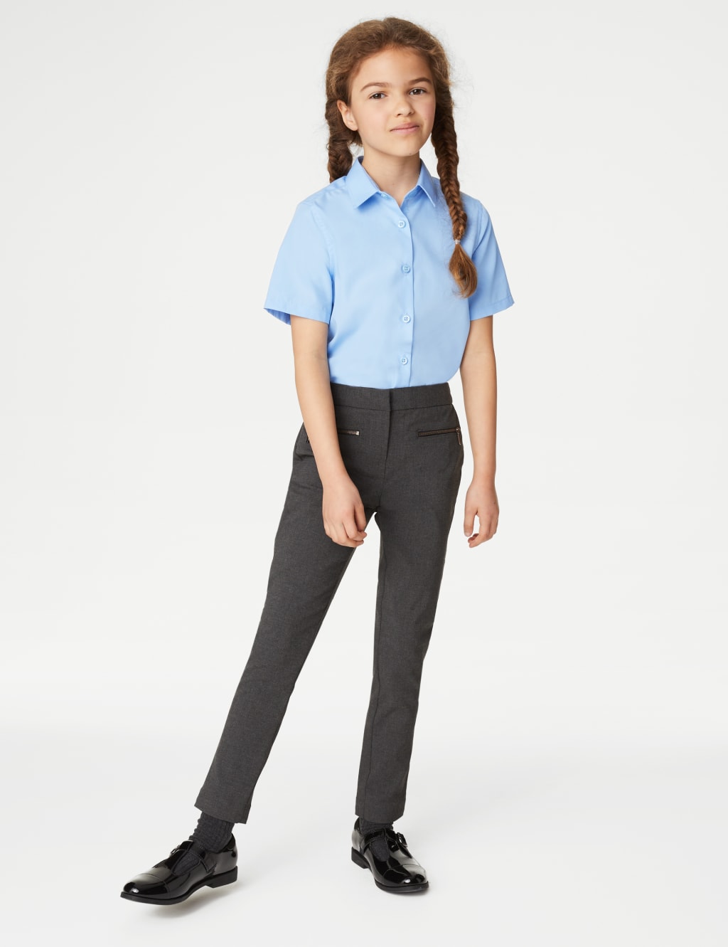 3pk Girls' Slim Fit Easy Iron School Shirts (2-16 Yrs) 3 of 5