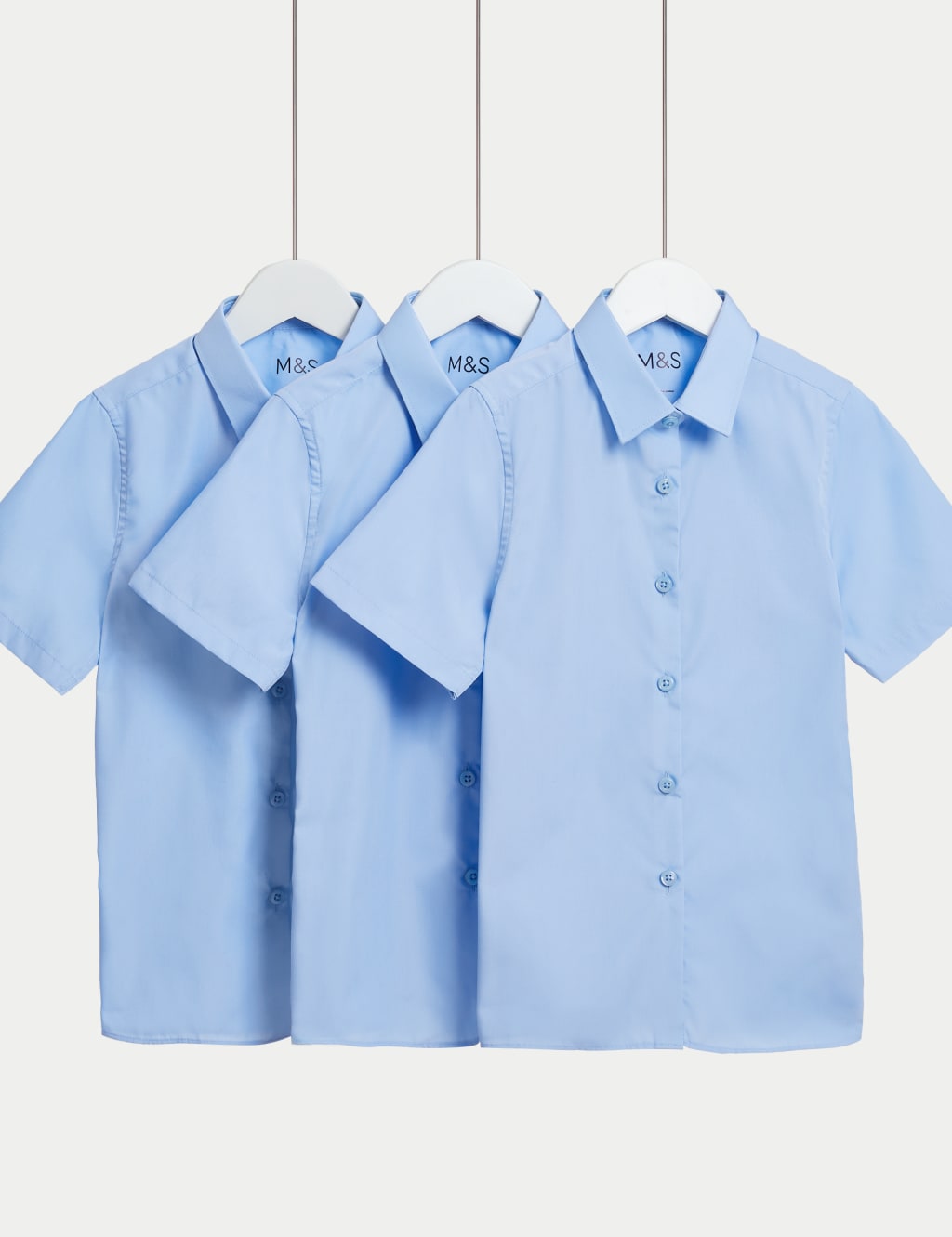 3pk Girls' Slim Fit Easy Iron School Shirts (2-16 Yrs) 2 of 5