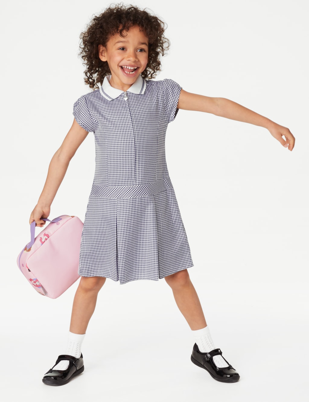 Girls' Gingham Pleated School Dress (2-14 Yrs) 1 of 5