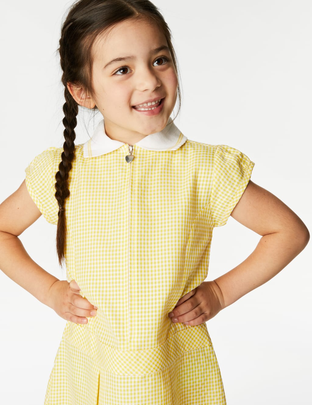 Girls Gingham Pleated School Dress 2 14 Yrs M S Collection M S