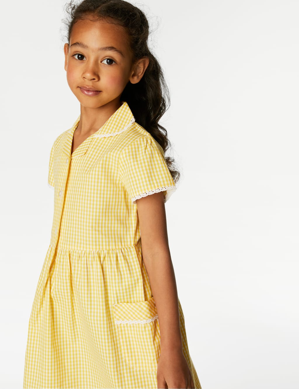 Girls Pure Cotton Gingham School Dress 2 14 Yrs M S Collection M S