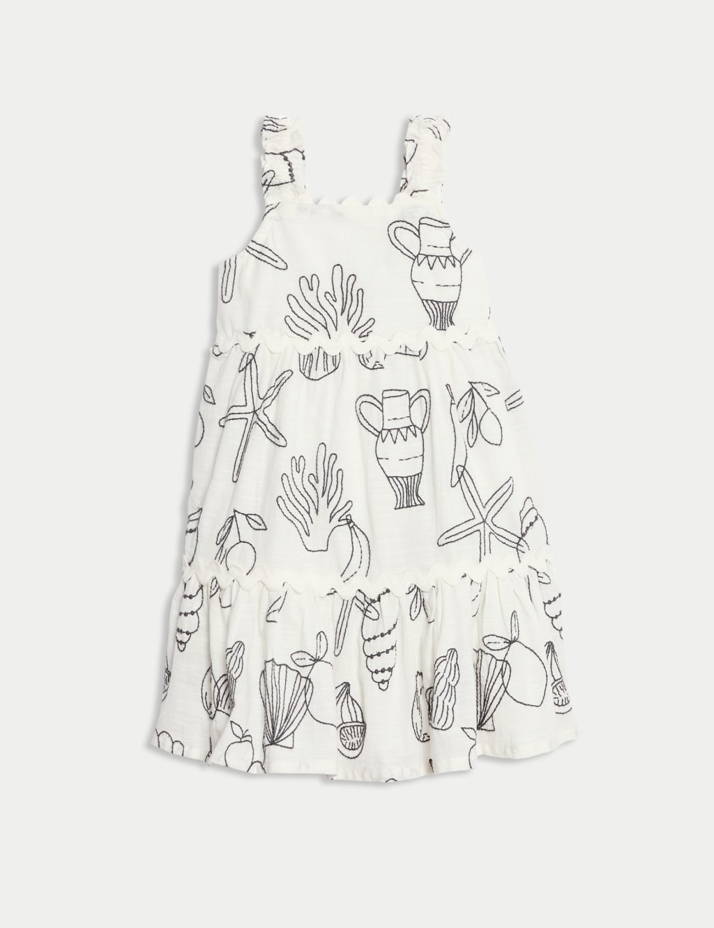 Pure Cotton Shell Embroidery Dress (2-8 Yrs) 2 of 4