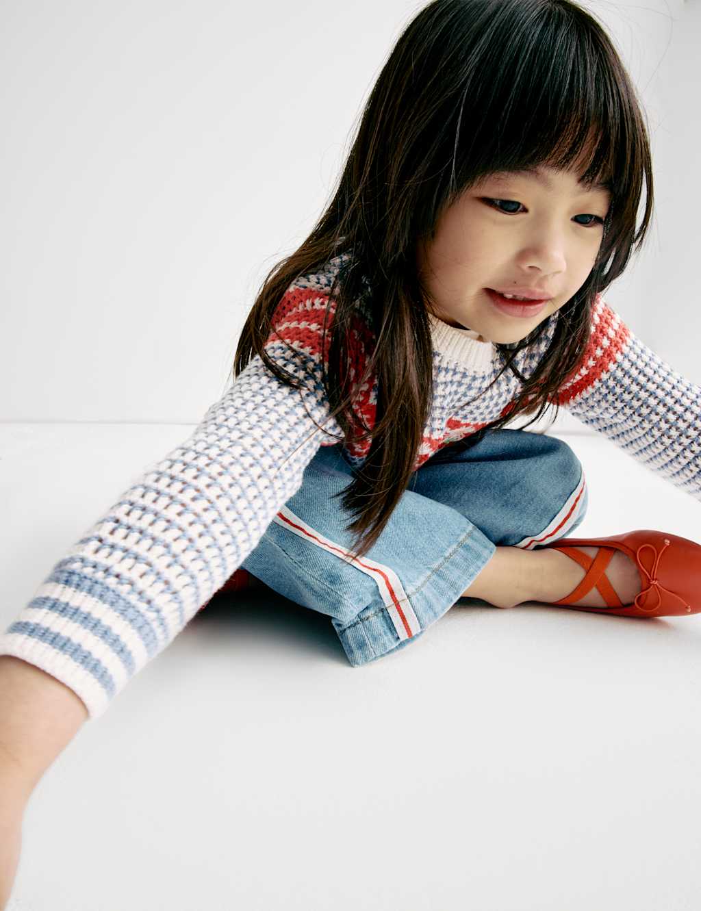 Pure Cotton Striped Flower Embroidered Jumper (2-8 Yrs) 4 of 5
