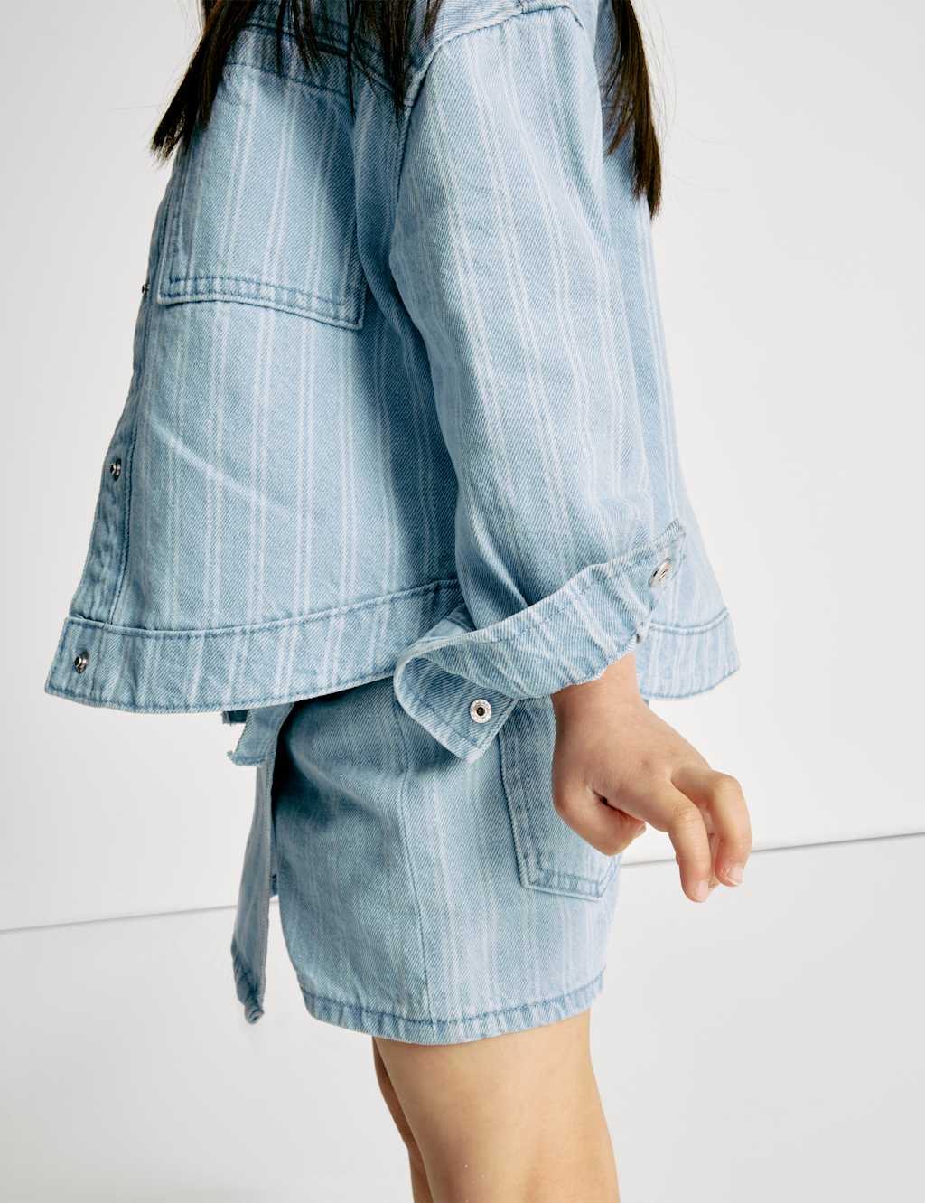 Denim Striped Shacket (2-8 Yrs) 4 of 8