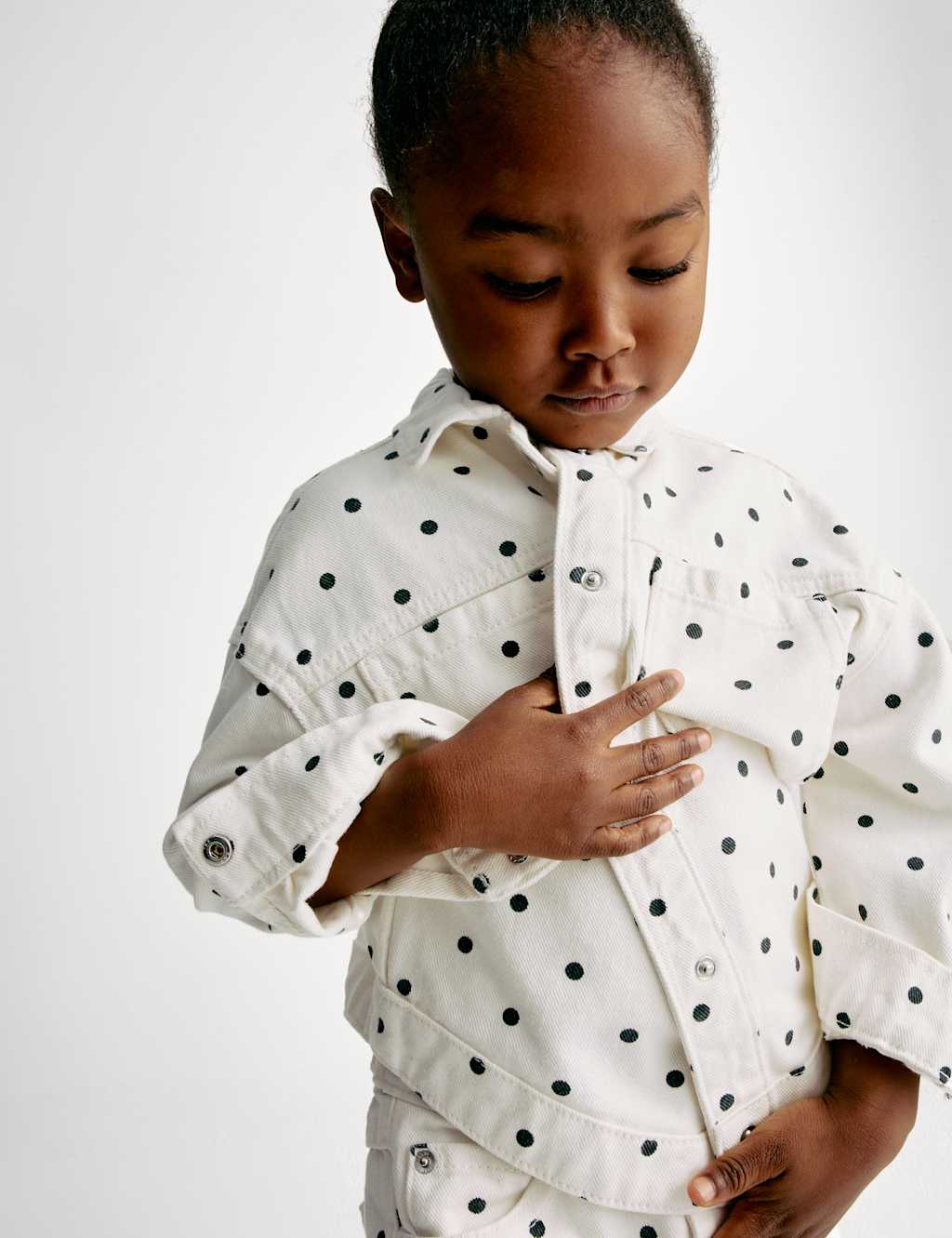 Denim Polka Dot Shacket (2-8 Yrs) 3 of 8