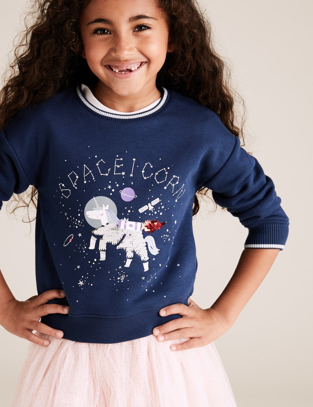 Cotton Space Unicorn Sequin Sweatshirt 2 7 Yrs M S IE