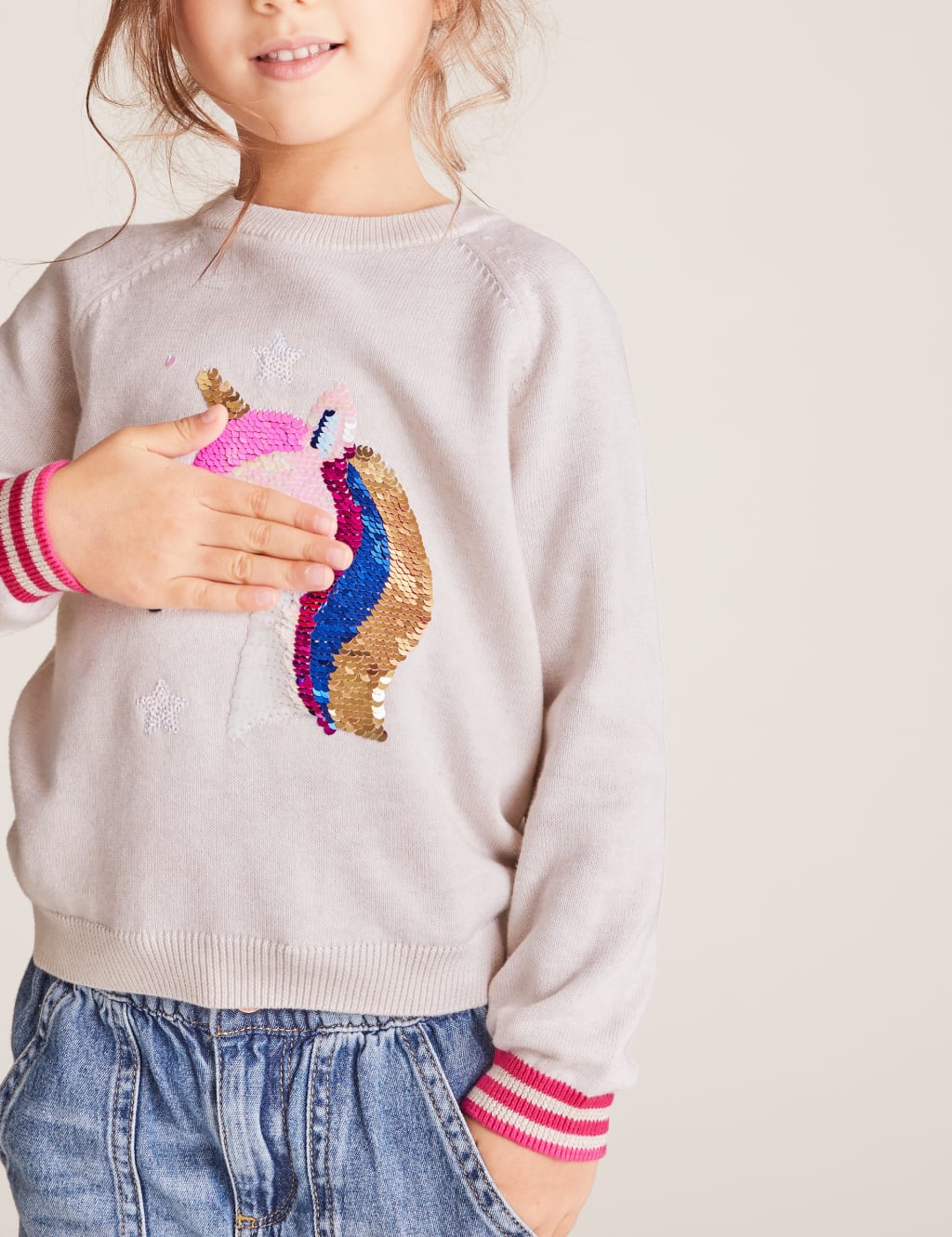 Pure Cotton Sequin Unicorn Jumper (2-7 Yrs) 3 of 4