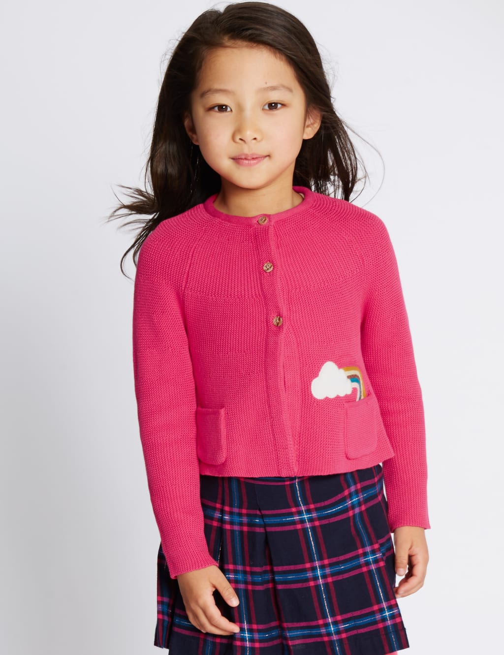 Pure Cotton Rainbow Applique Cardigan (1-7 Years) 1 of 5