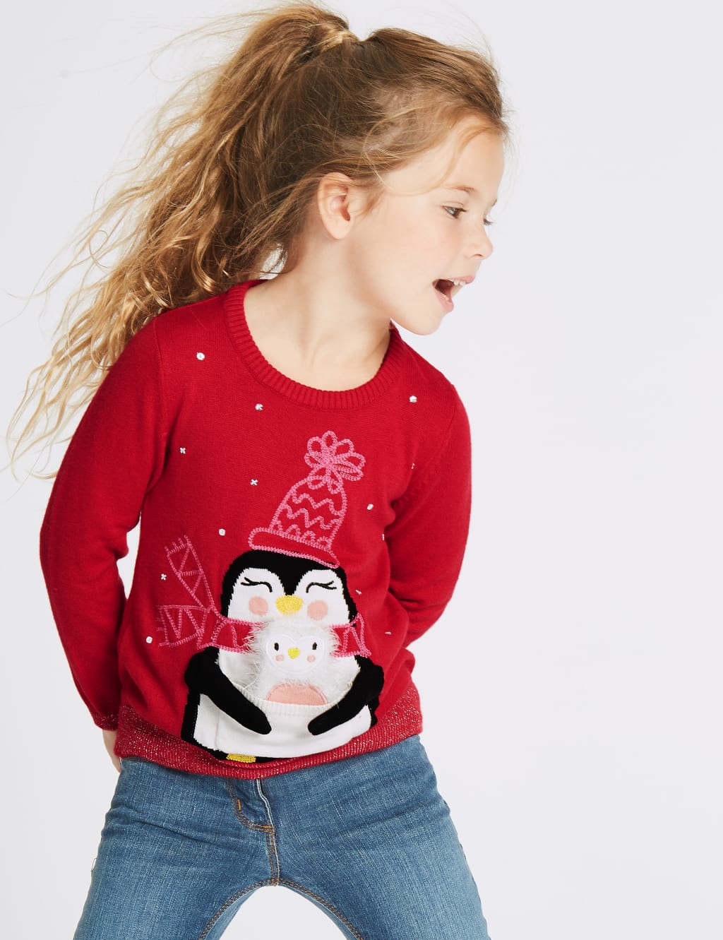Ladies penguin christmas jumper outlet