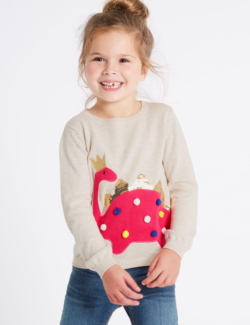 Pure Cotton Dinosaur Sequin Jumper 3 Months 6 Years M S