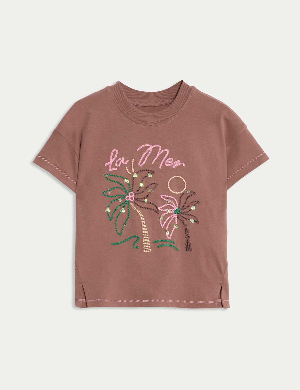 Pure Cotton Embroidered Palm Tree T-Shirt (2-16 Yrs) 2 of 9