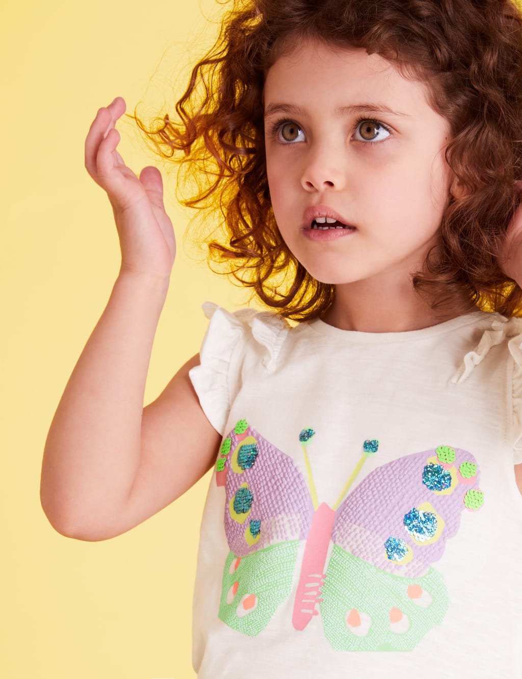 Pure Cotton Sequin Butterfly T-Shirt (2-7 Yrs) 1 of 4