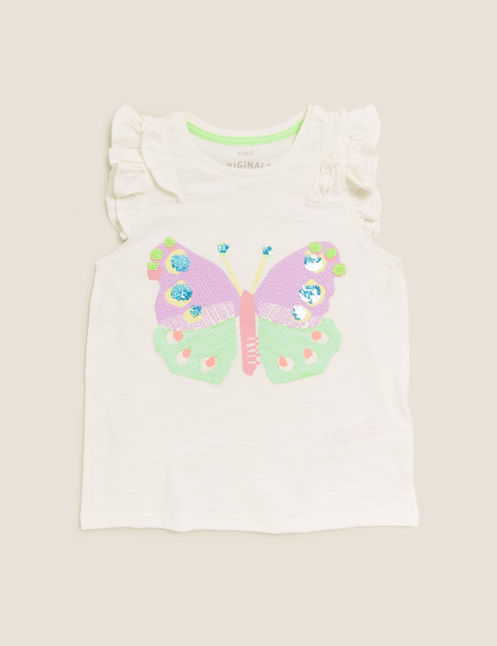 Pure Cotton Sequin Butterfly T-Shirt (2-7 Yrs) 2 of 4