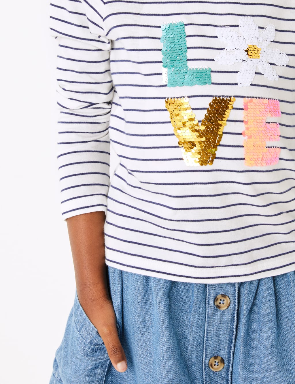 Striped Reversible Sequin Love Top (2-7 Yrs) 3 of 4