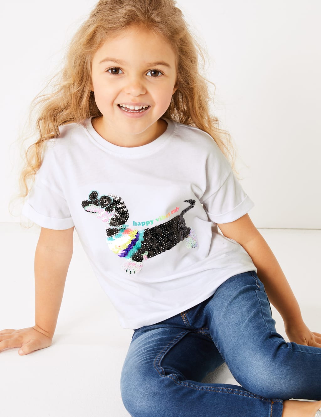Cotton Sequin Sausage Dog T-Shirt (2-7 Years) 1 of 4