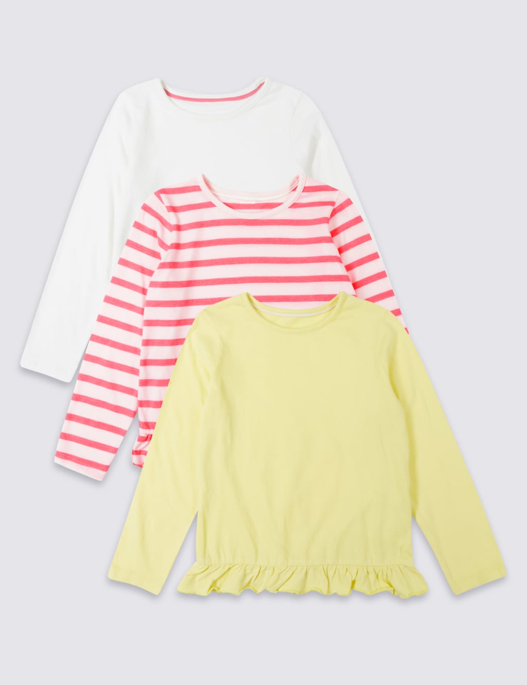 3 Pack Frill Hem Tops (3 Months - 7 Years) 1 of 8