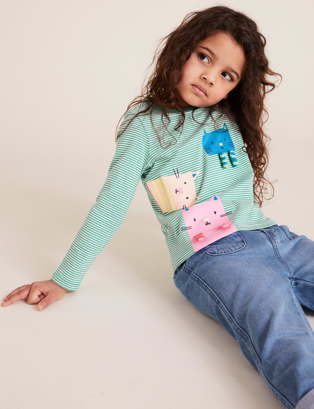 Pure Cotton Cat Print Top (2-7 Yrs) 1 of 4