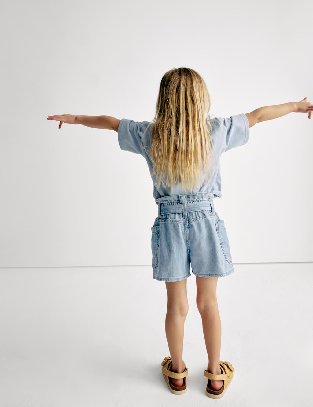 Pure Cotton Denim Paper Bag Shorts (2-8 Yrs) 3 of 7